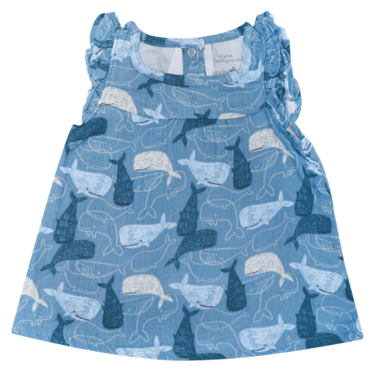 Muslin Flutter Sleeve Dress - Whale Tales - HoneyBug