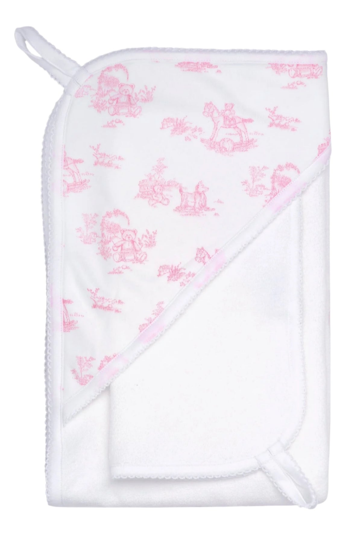 Pink Toile Hooded Towel - HoneyBug