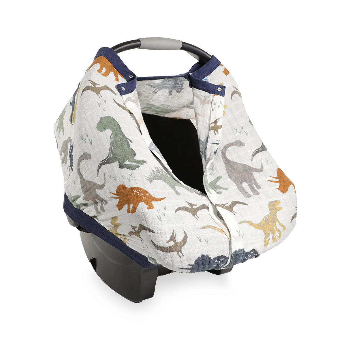 Cotton Muslin Car Seat Canopy - Dino Friends - HoneyBug