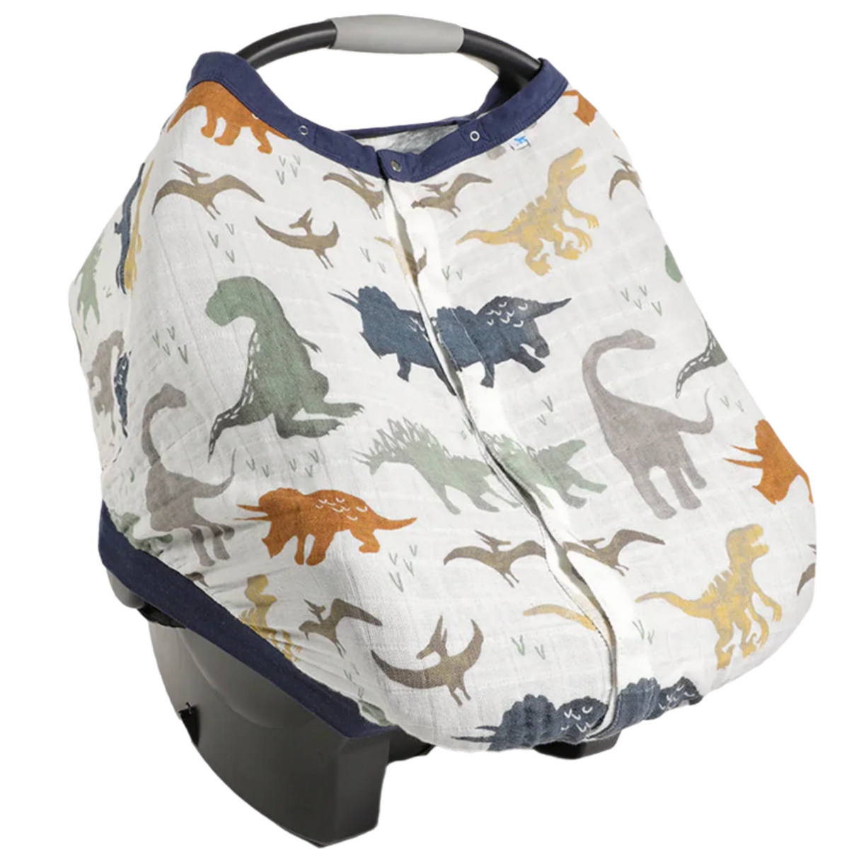 Cotton Muslin Car Seat Canopy - Dino Friends - HoneyBug