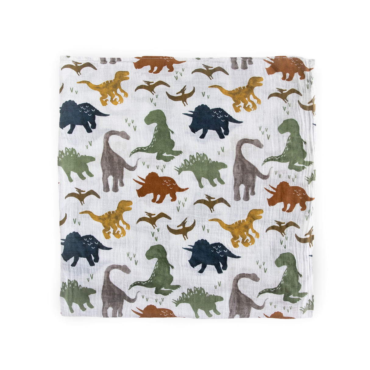 Cotton Muslin Swaddle Blanket 3 Pack - Dino Friends 2 - HoneyBug