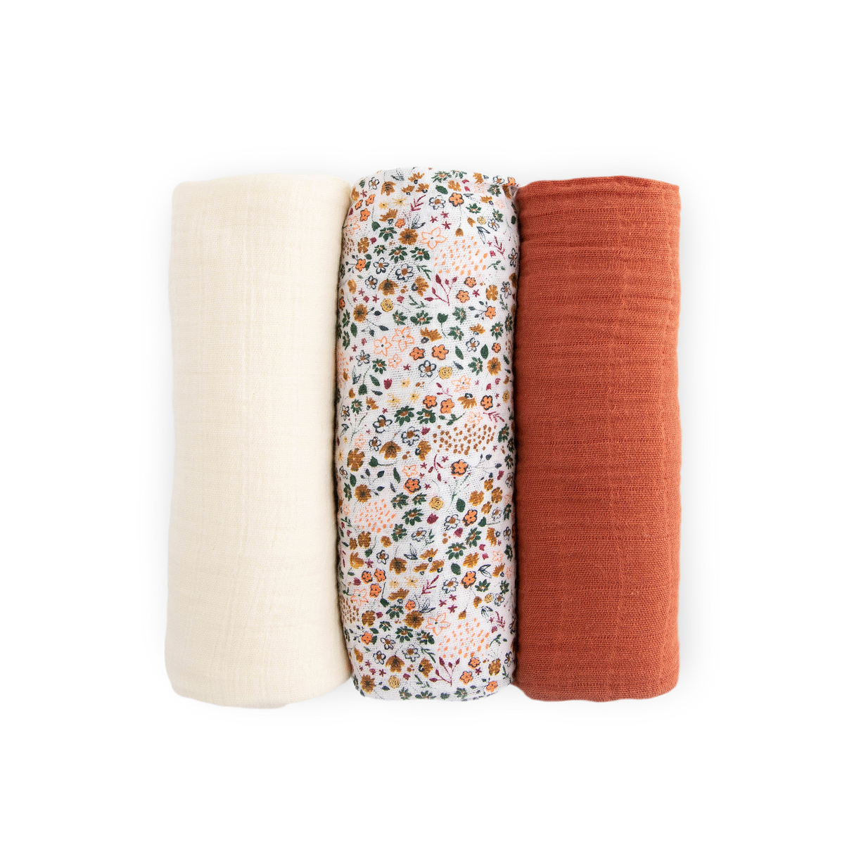 Cotton Muslin Swaddle Blanket 3 Pack - Pressed Petals - HoneyBug