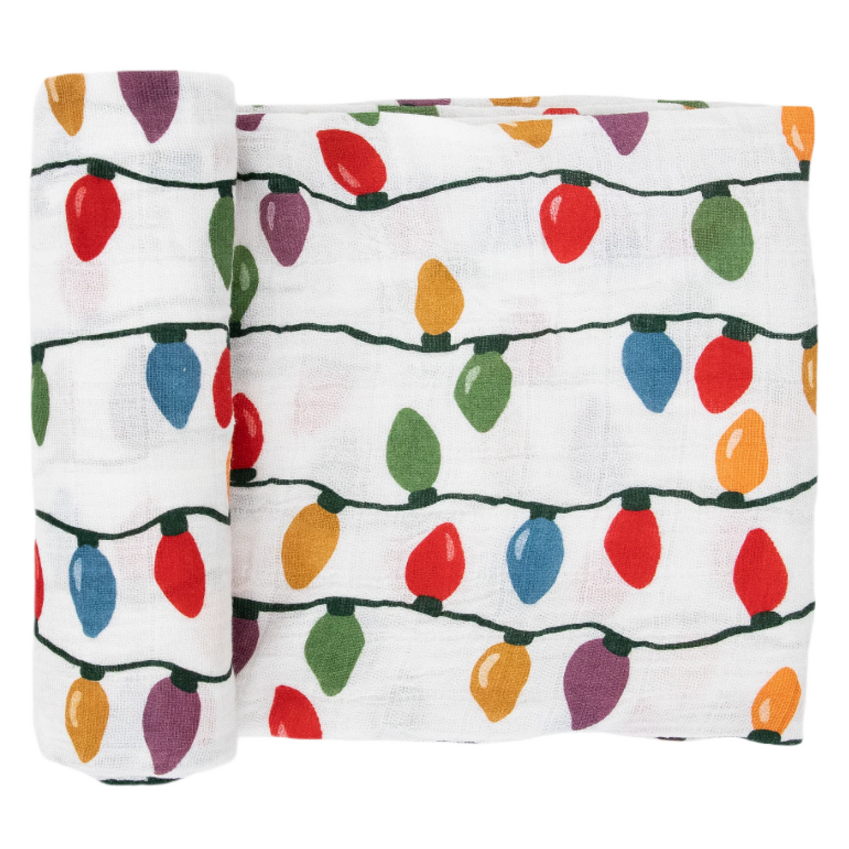 Cotton Muslin Swaddle Blanket - Christmas Bulbs - HoneyBug