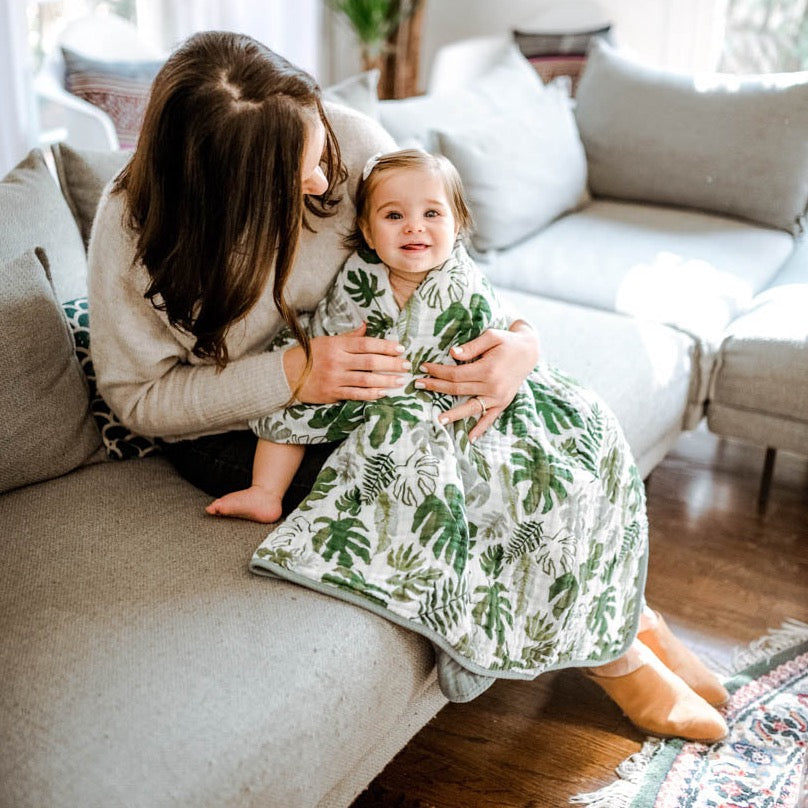Original Cotton Muslin Quilt - Tropical Leaf - HoneyBug