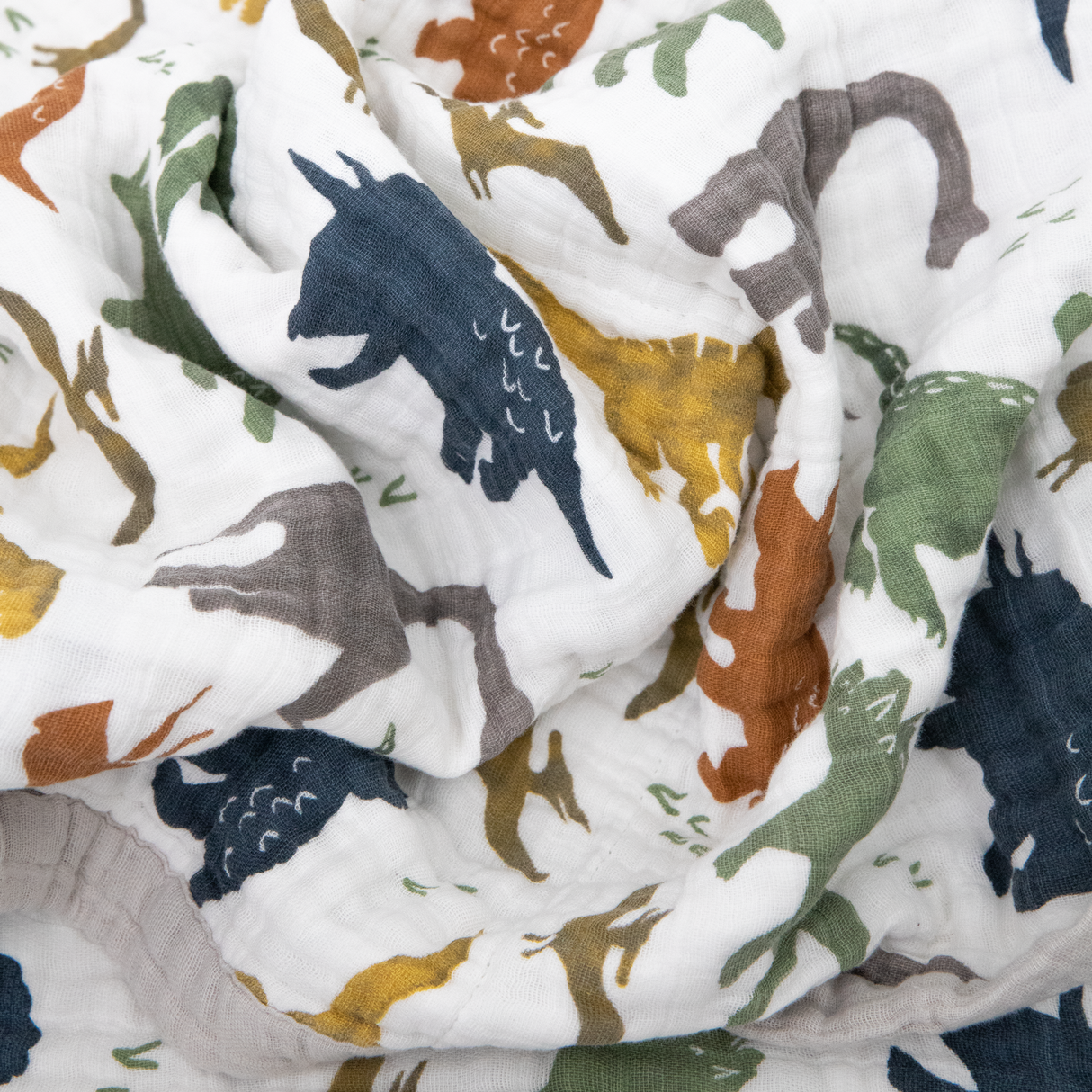 Cotton Muslin Quilted Throw - Dino Friends - HoneyBug