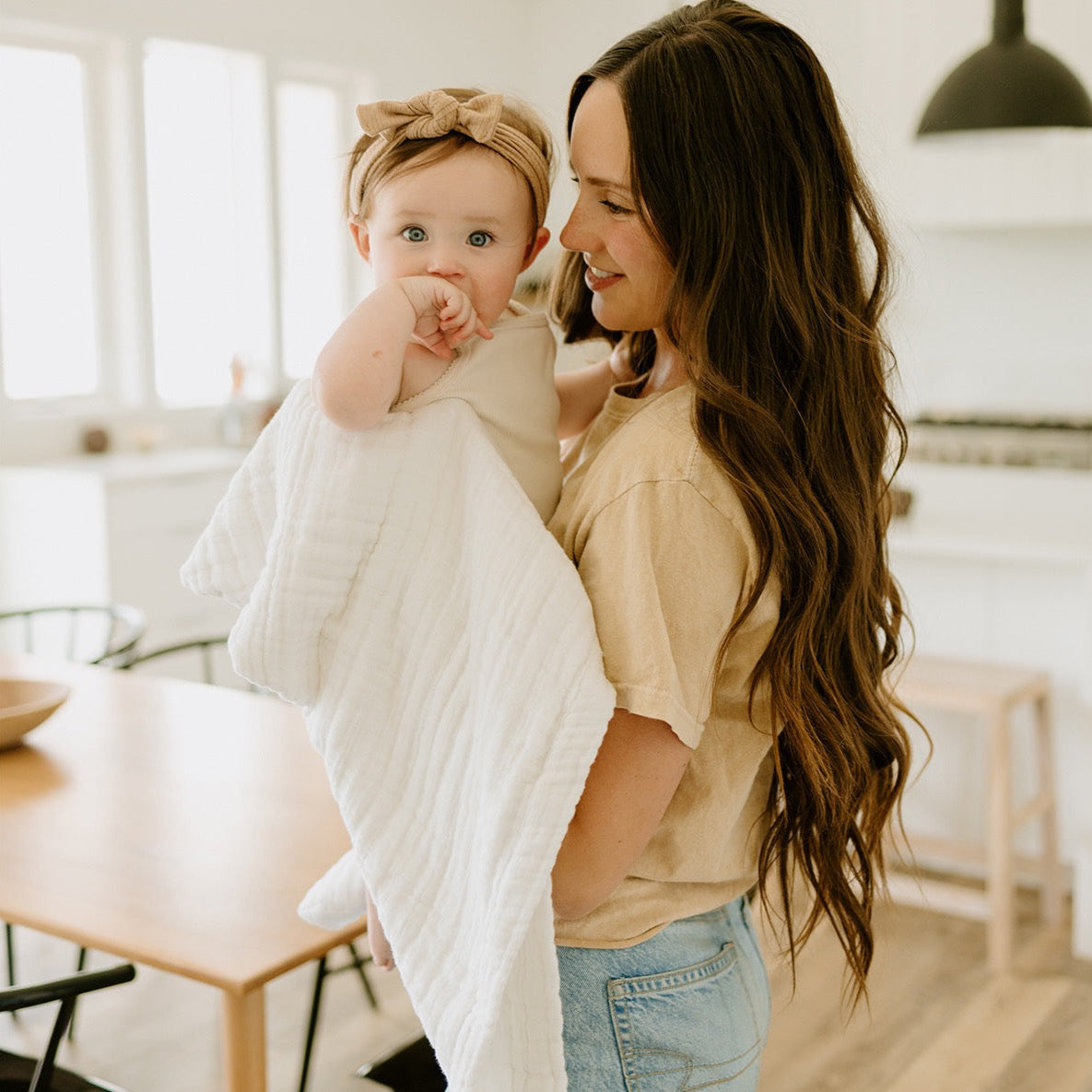 Cotton Muslin Baby Quilt - White - HoneyBug