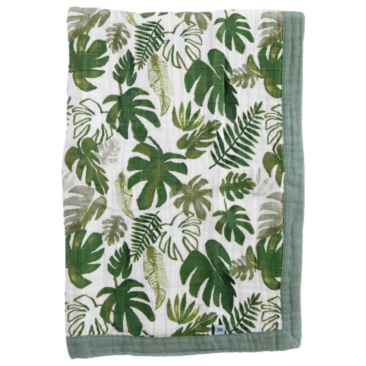 Cotton Muslin Baby Quilt - Tropical Leaf - HoneyBug