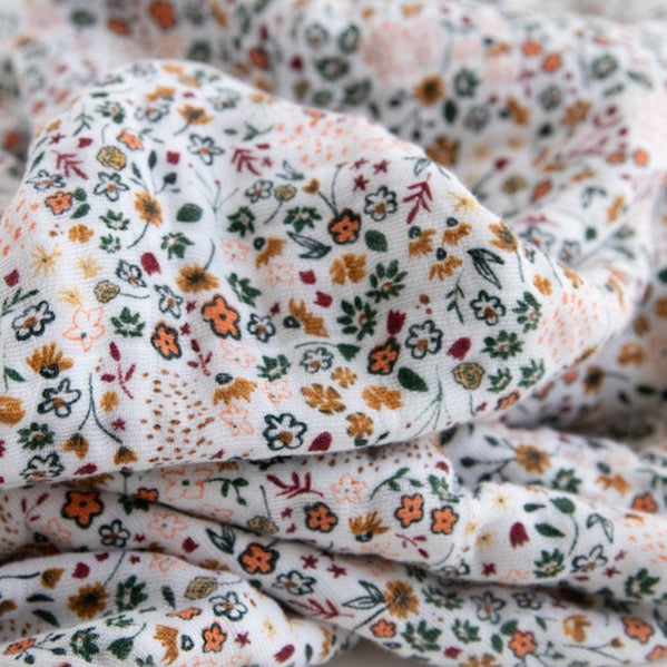 Cotton Muslin Baby Quilt - Pressed Petals - HoneyBug