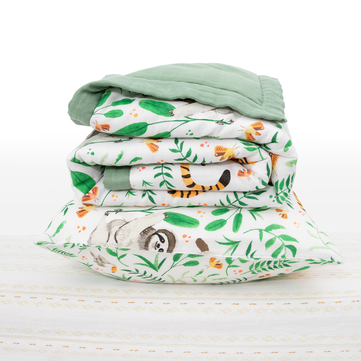 Cotton Muslin Toddler Bedding 3 Piece Set - Mighty Jungle - HoneyBug