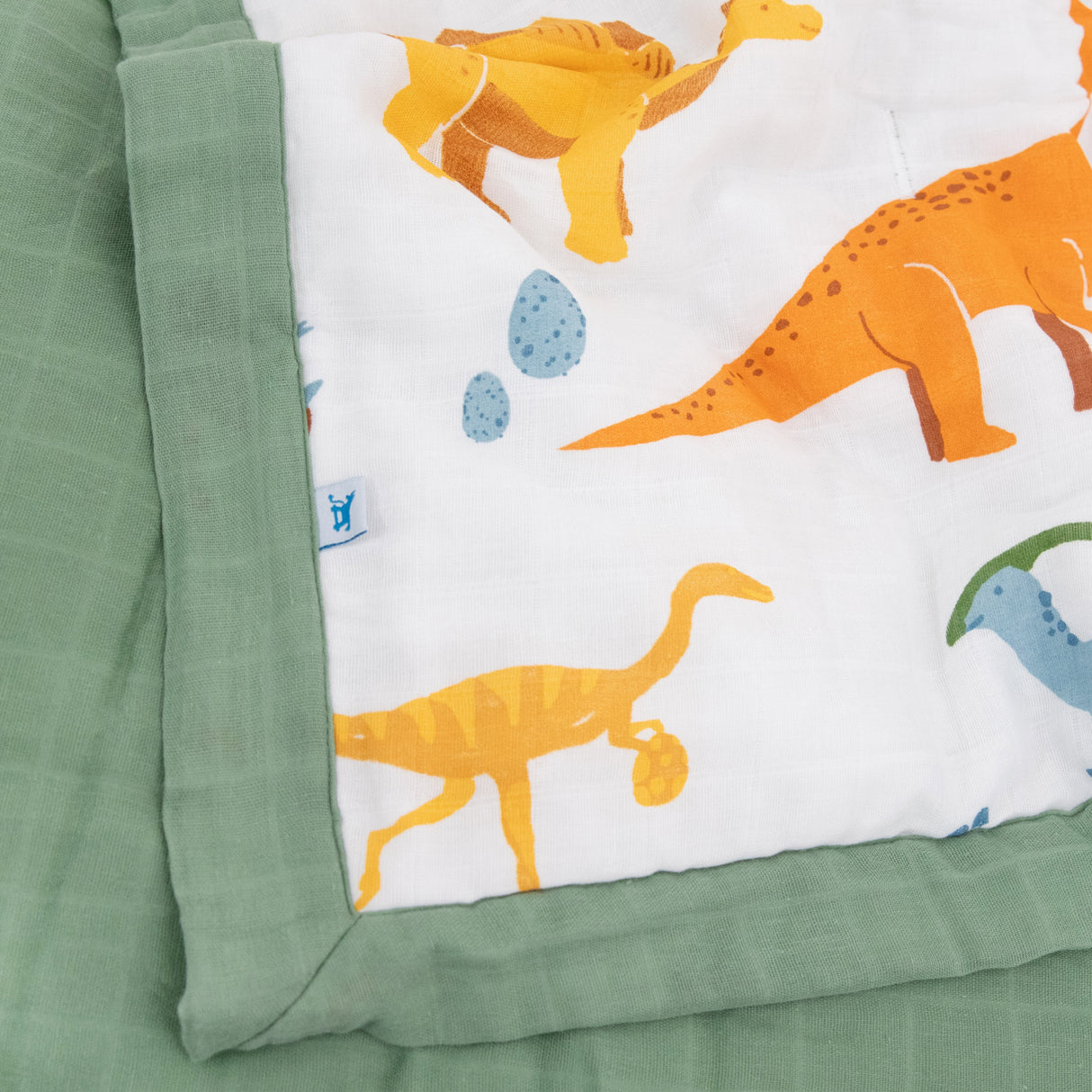 Cotton Muslin Toddler Comforter - Dino Names - HoneyBug