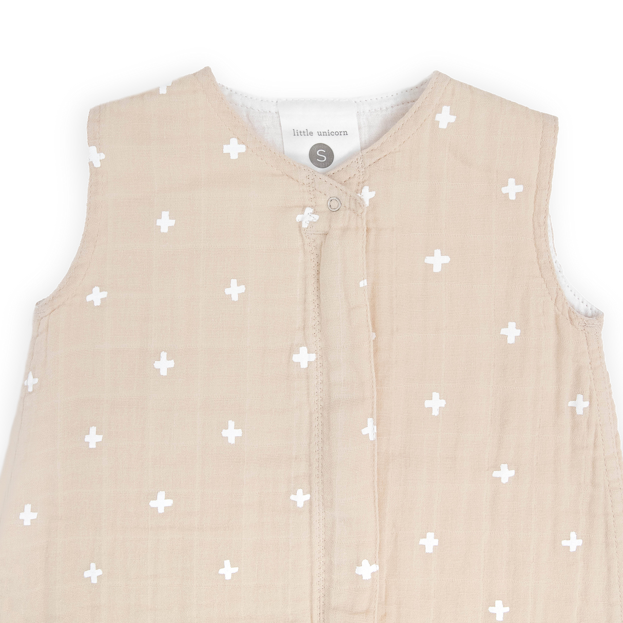 Cotton Muslin Sleep Bag - Taupe Cross - HoneyBug