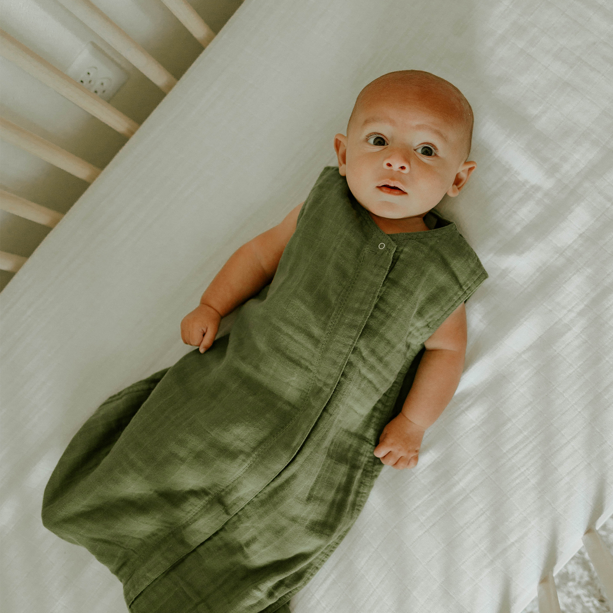 Cotton Muslin Sleep Bag - Fern - HoneyBug