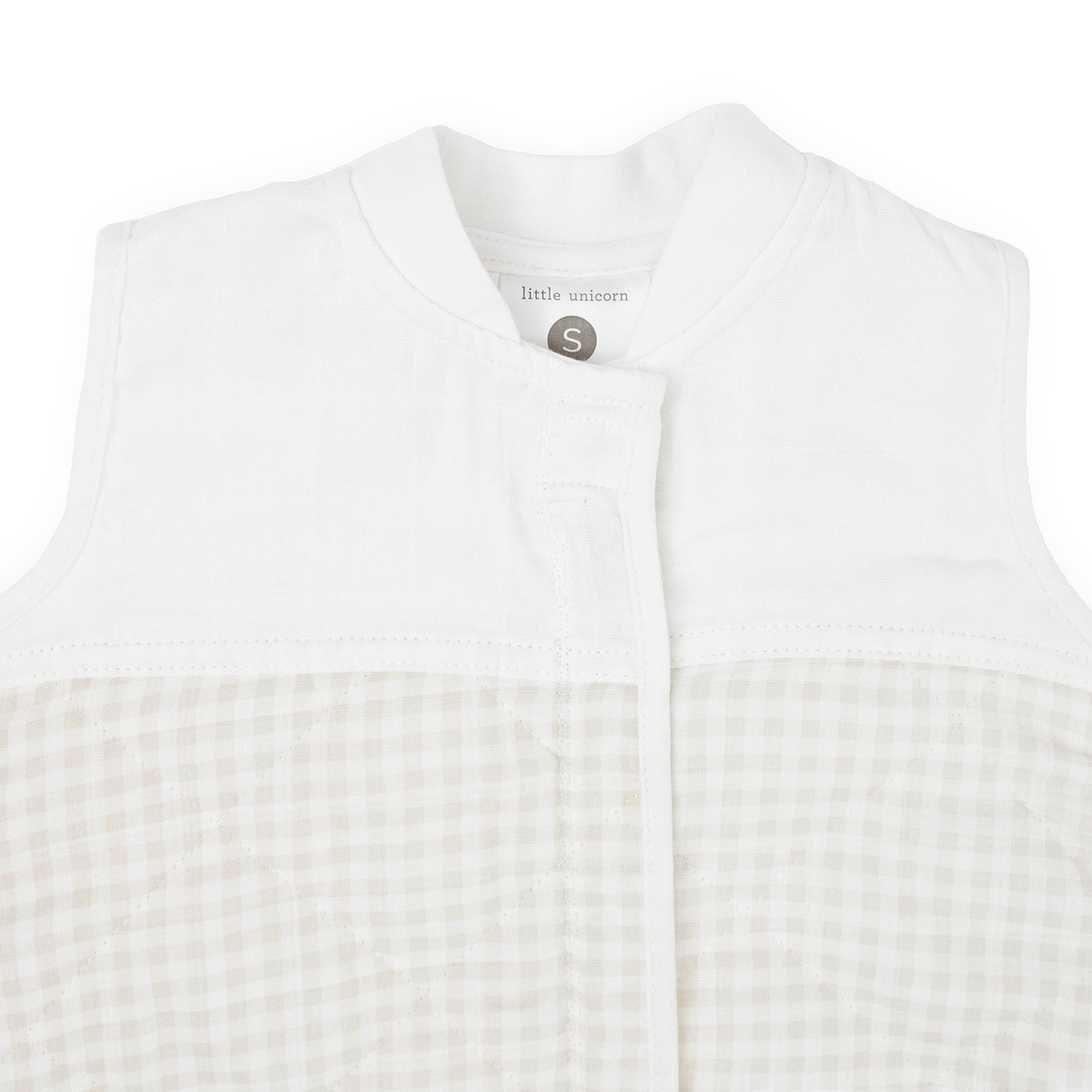 Cotton Muslin Quilted Sleep Bag - Tan Gingham - HoneyBug