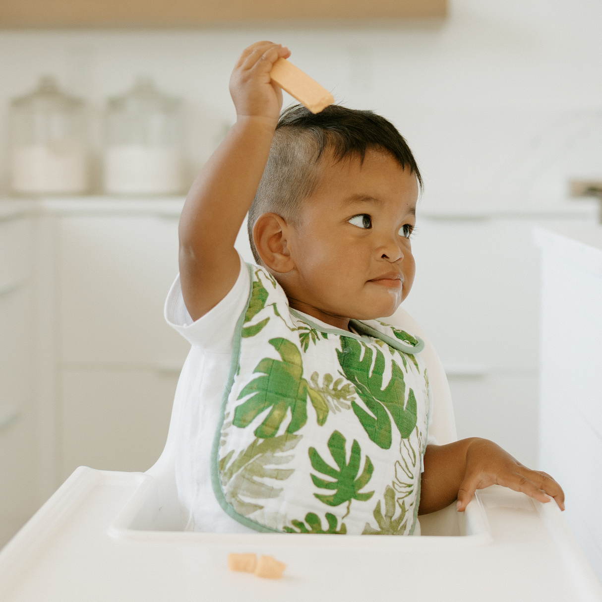 Cotton Muslin Classic Bib 3 Pack - Tropical Leaf - HoneyBug