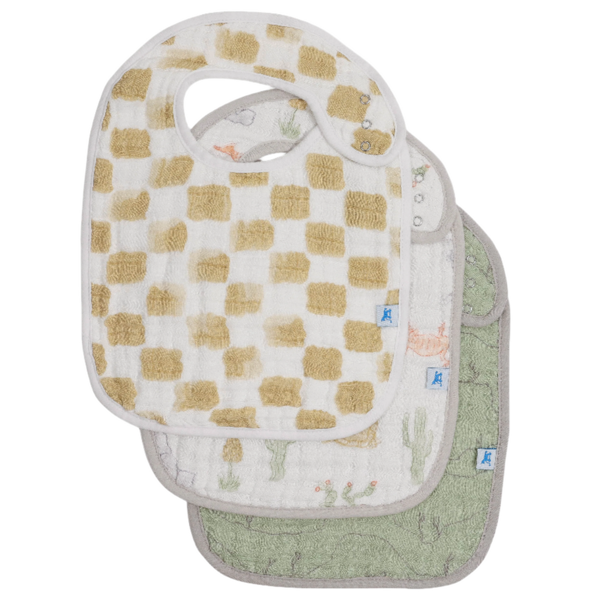 Cotton Muslin Classic Bib 3 Pack - Adobe Checker - HoneyBug