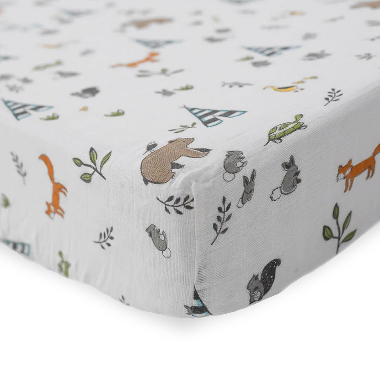 Cotton Muslin Crib Sheet - Forest Friends - HoneyBug