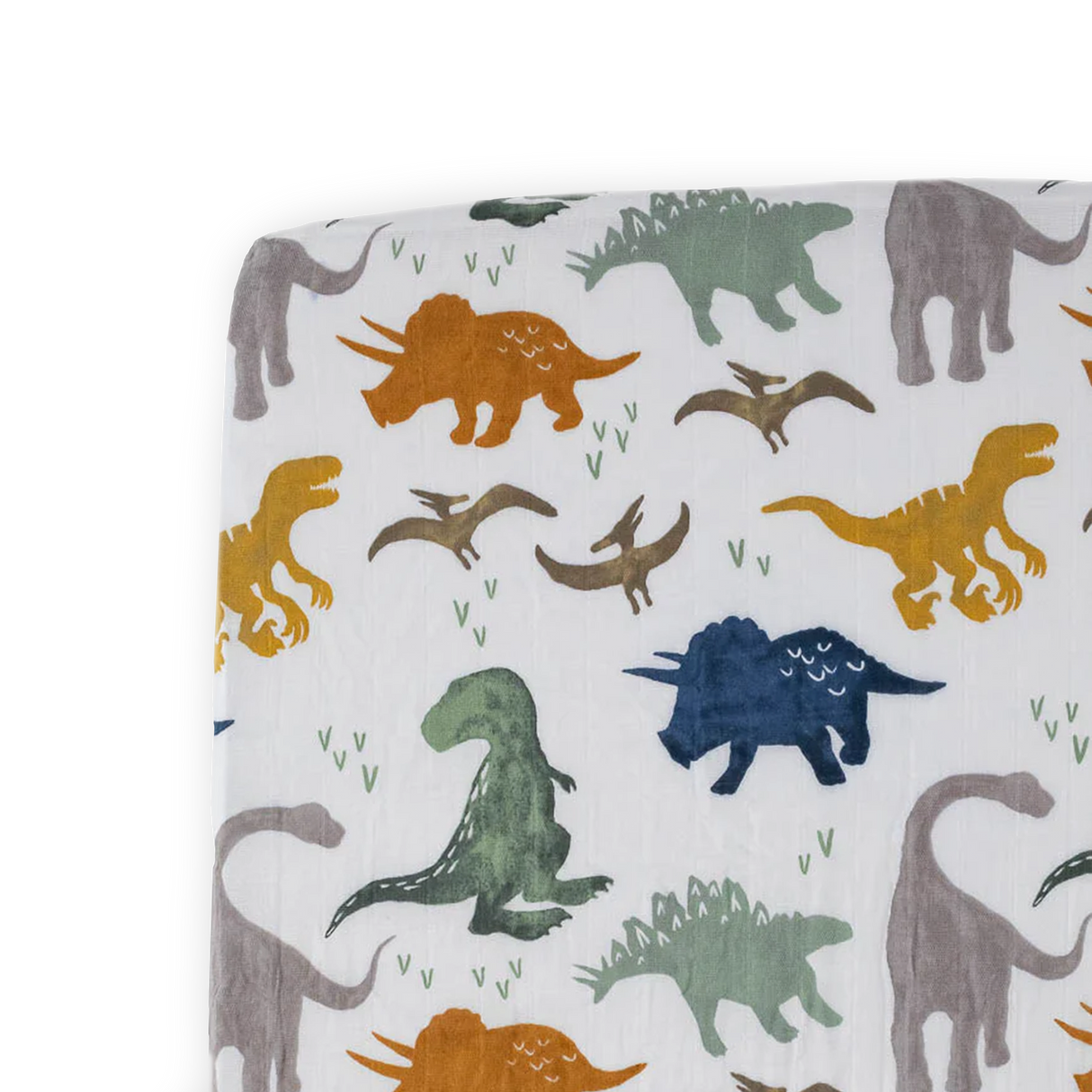 Cotton Muslin Crib Sheet - Dino Friends - HoneyBug
