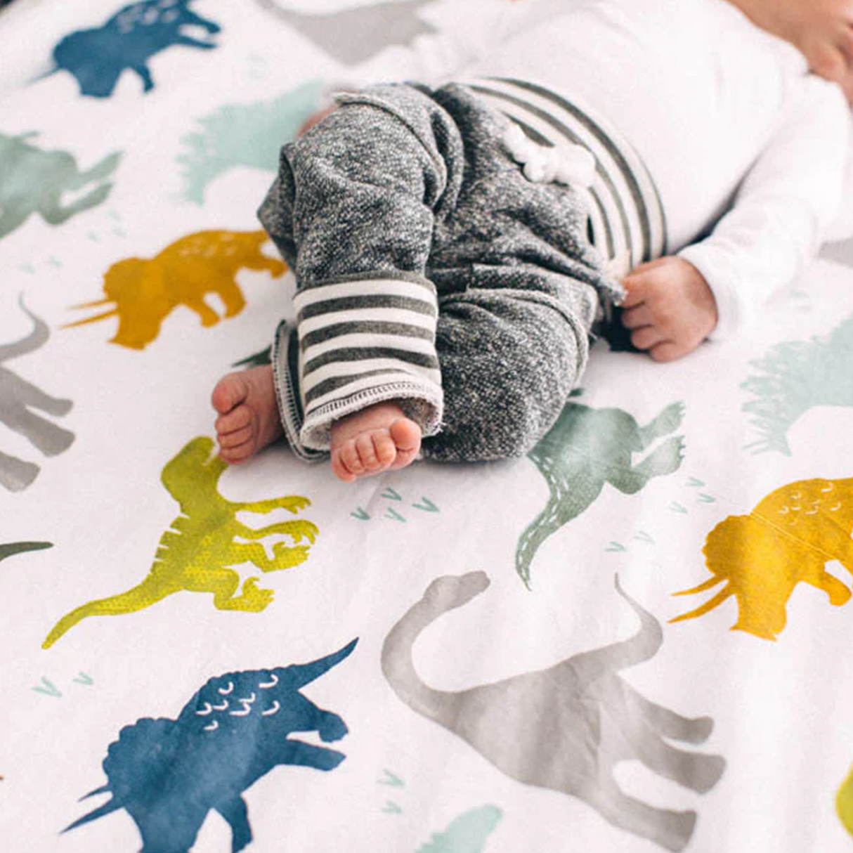 Cotton Muslin Crib Sheet - Dino Friends - HoneyBug