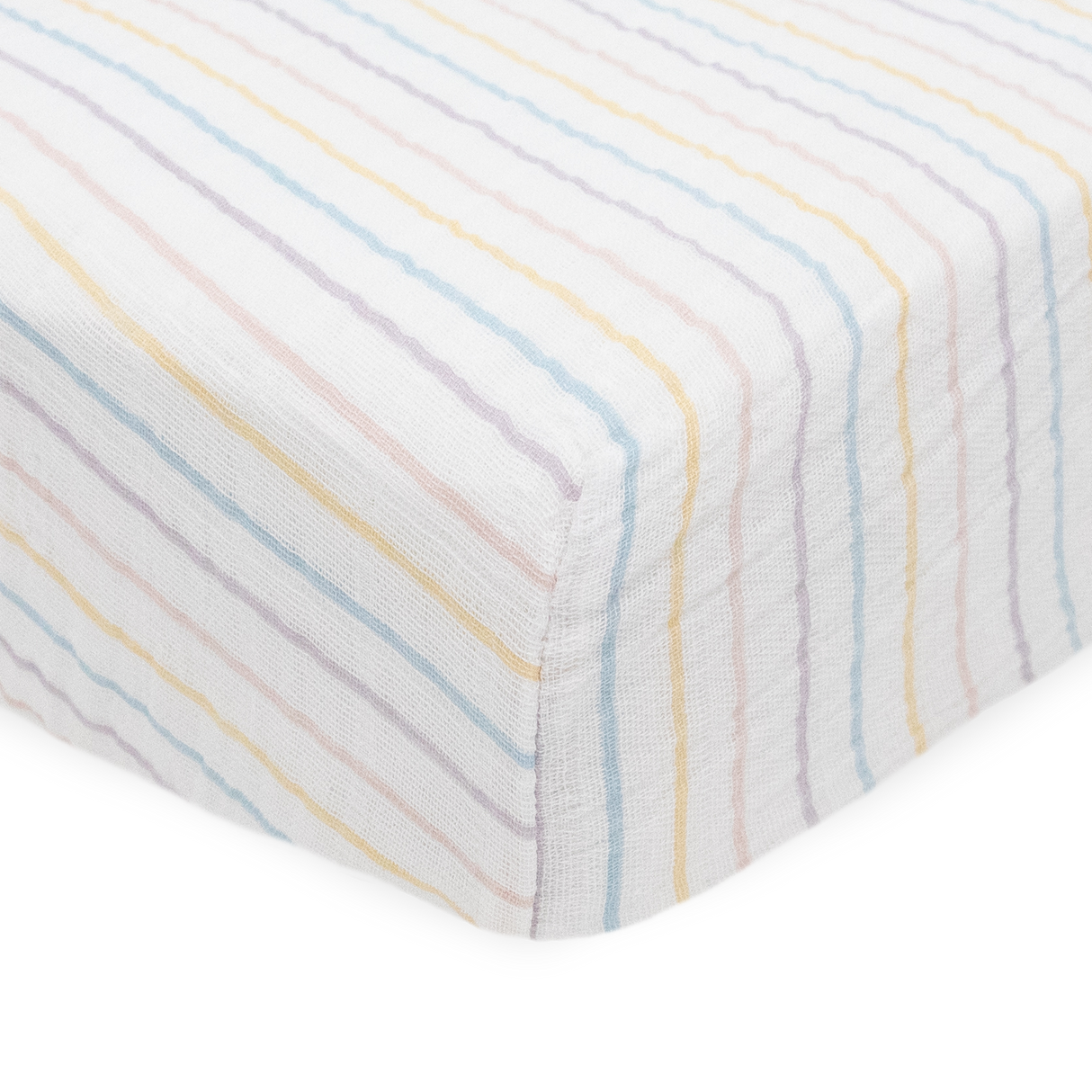 Cotton Muslin Crib Sheet - Unicorn Stripe - HoneyBug