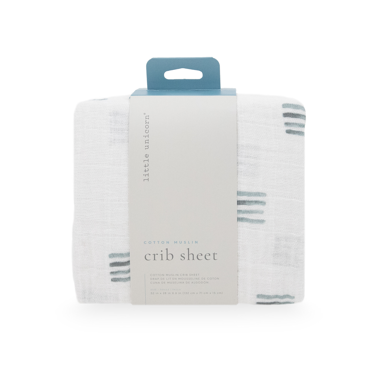 Cotton Muslin Crib Sheet - Blue Stacks - HoneyBug