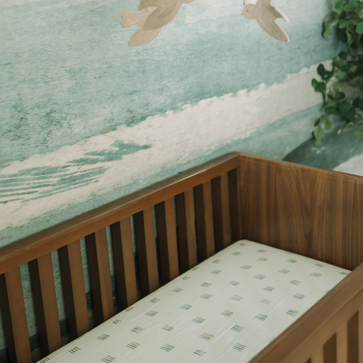 Cotton Muslin Crib Sheet - Blue Stacks - HoneyBug