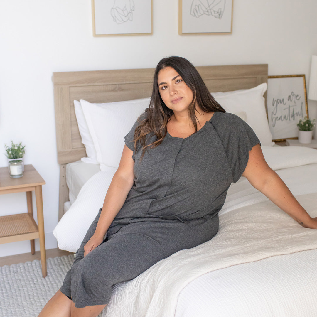 Universal Labor & Delivery Gown | Grey Heather - HoneyBug