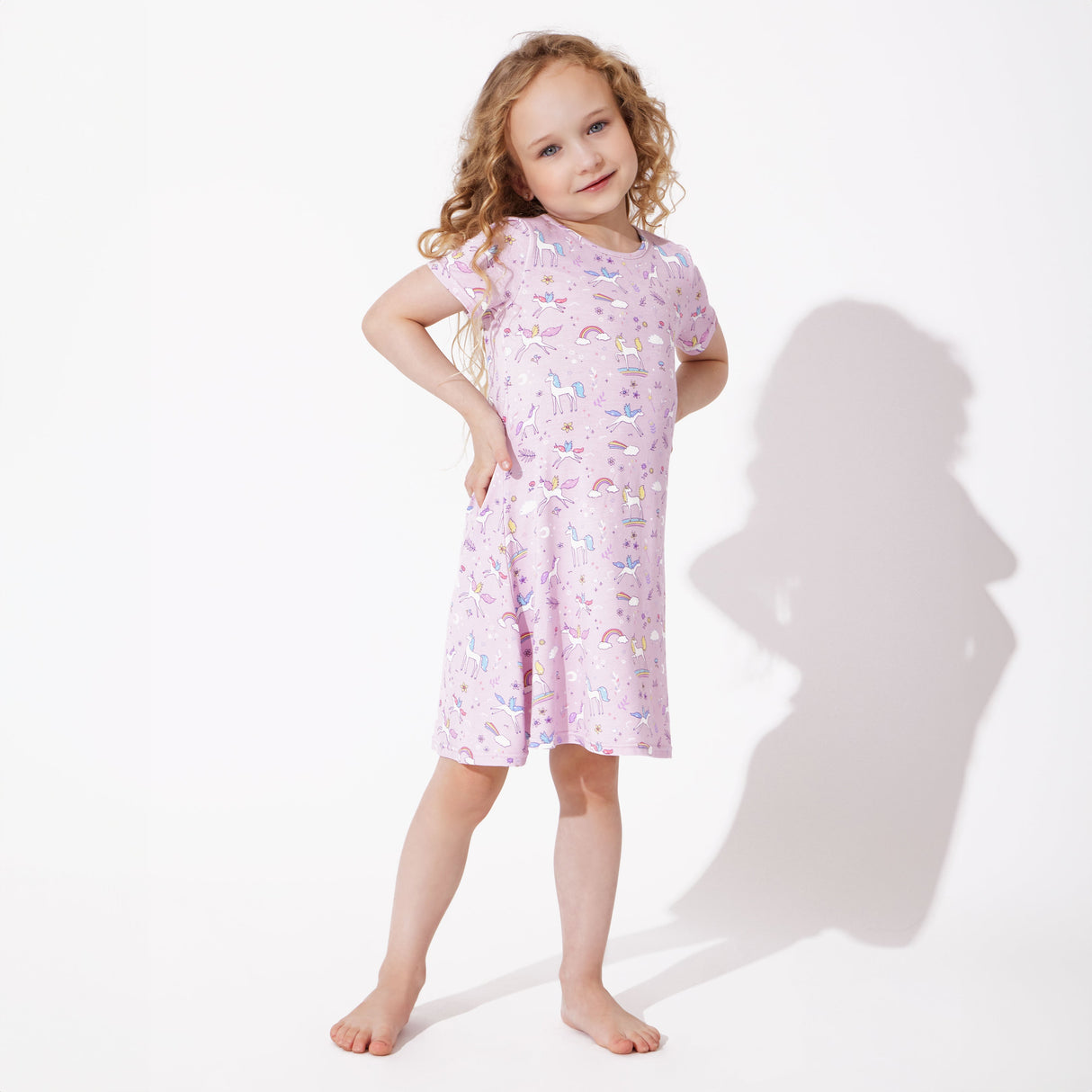 Enchanted Unicorn Bamboo Girls' Short Sleeve Dress - HoneyBug