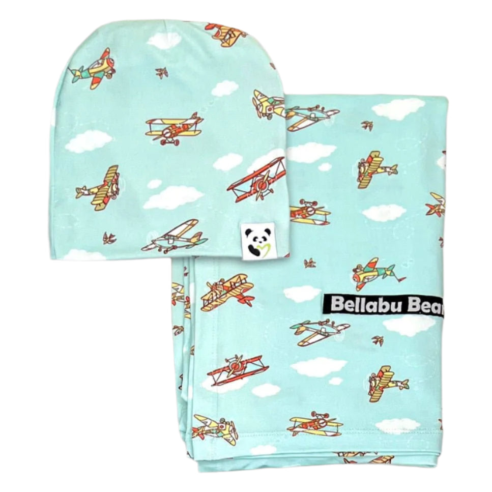 Bamboo Swaddle & Beanie Set - HoneyBug
