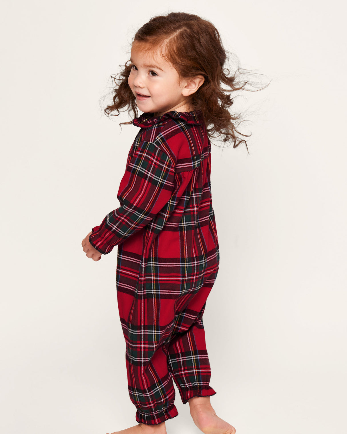 Baby's Brushed Twill Madeline Romper in Imperial Tartan - HoneyBug