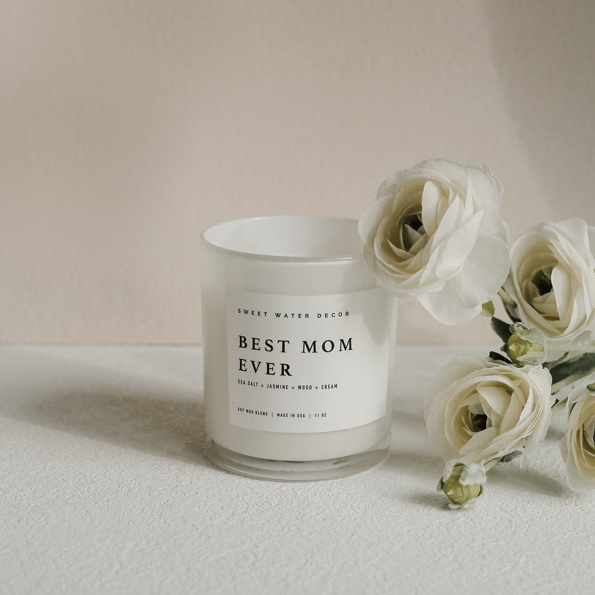 Best Mom Ever! Soy Candle - White Jar - 11 oz (Spa Day) - HoneyBug