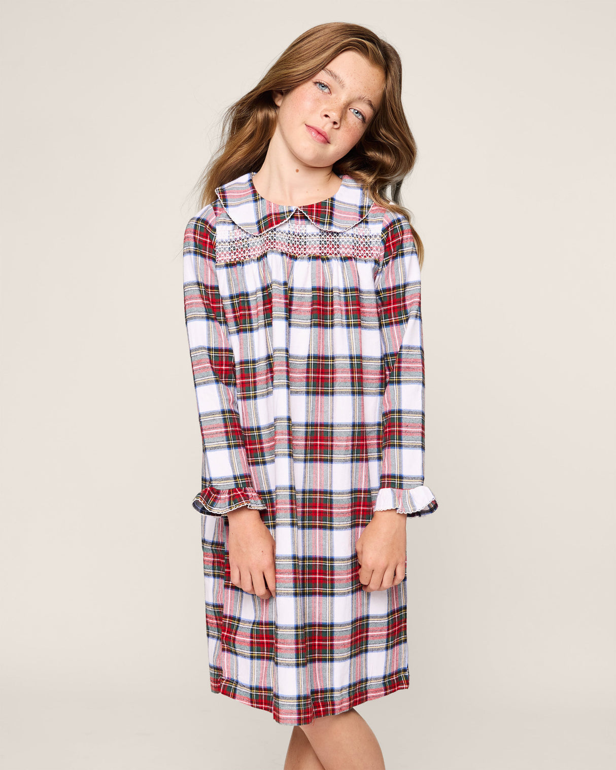 Girl's Brushed Twill Eloise Nightgown in Balmoral Tartan - HoneyBug