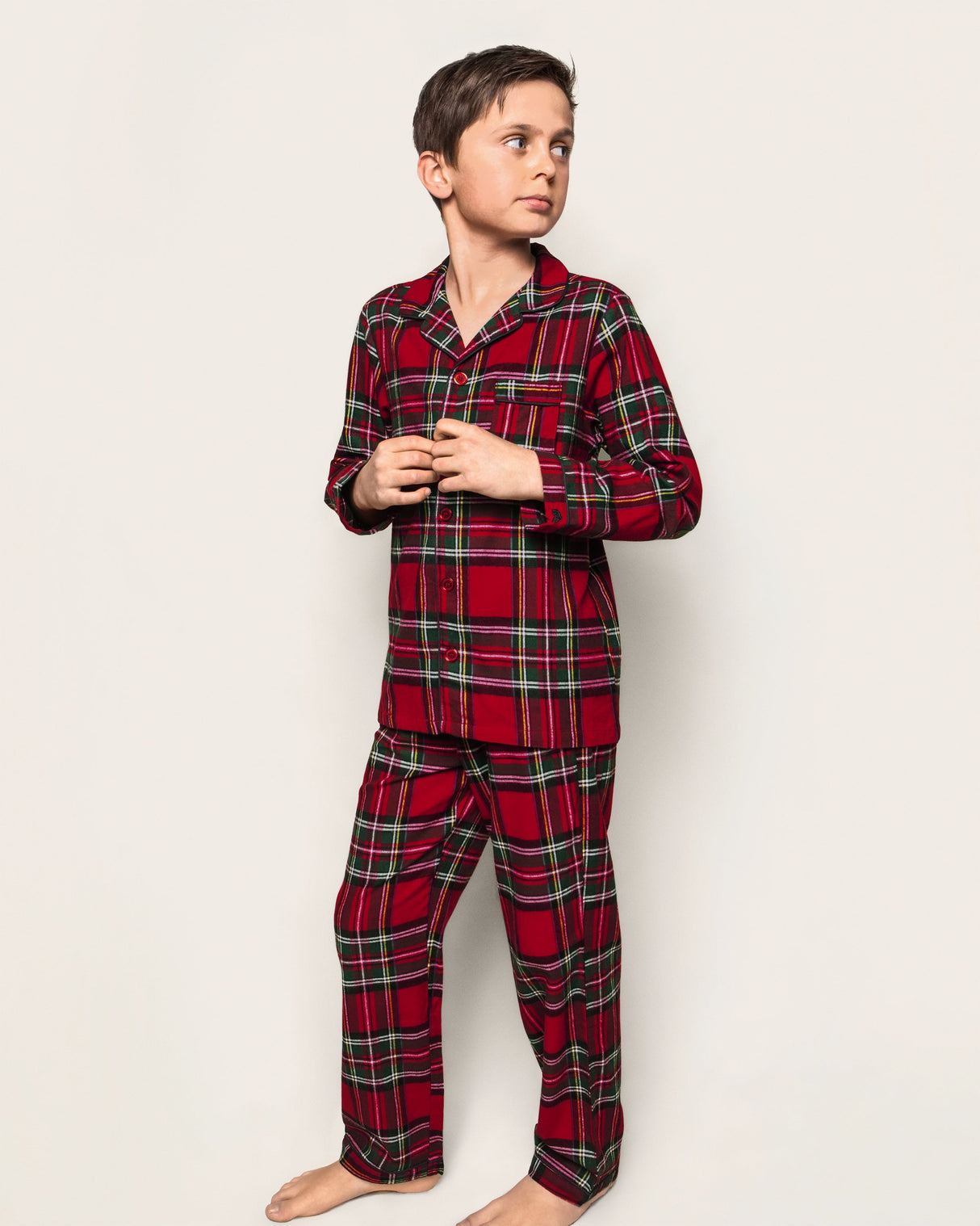 Kid's Brushed Twill Pajama Set in Imperial Tartan - HoneyBug