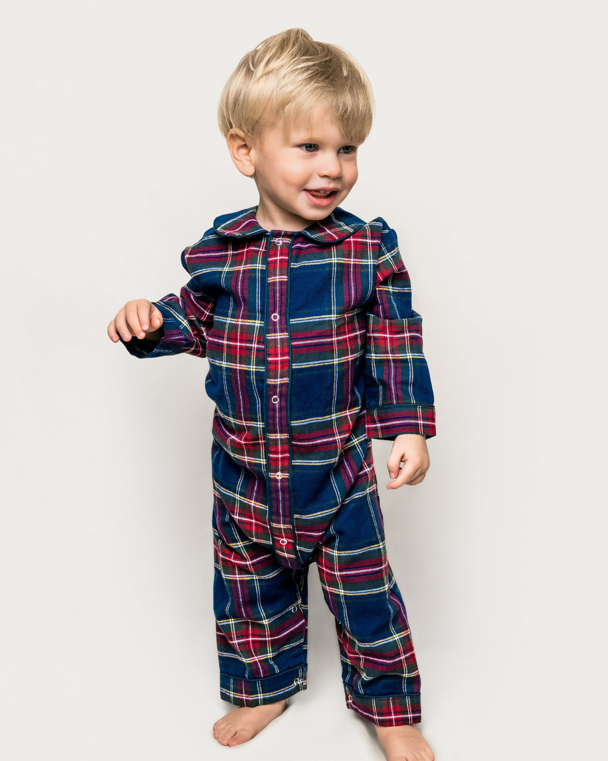 Baby's Brushed Twill Cambridge Romper in Windsor Tartan - HoneyBug