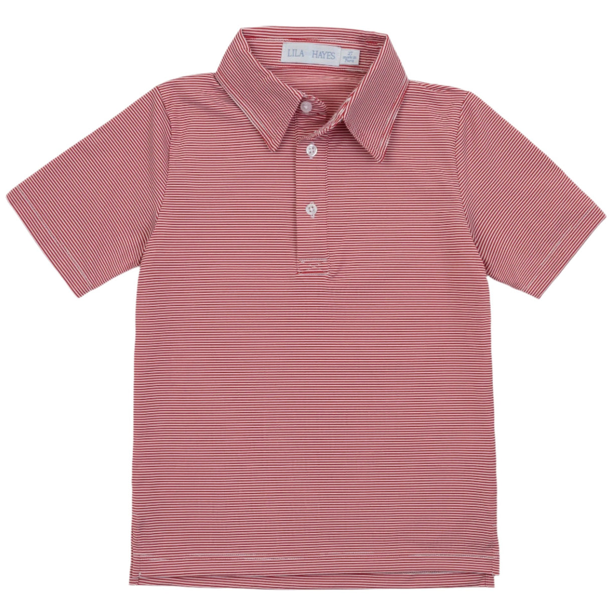 Will Boys' Golf Performance Polo Shirt - Red Stripes - HoneyBug