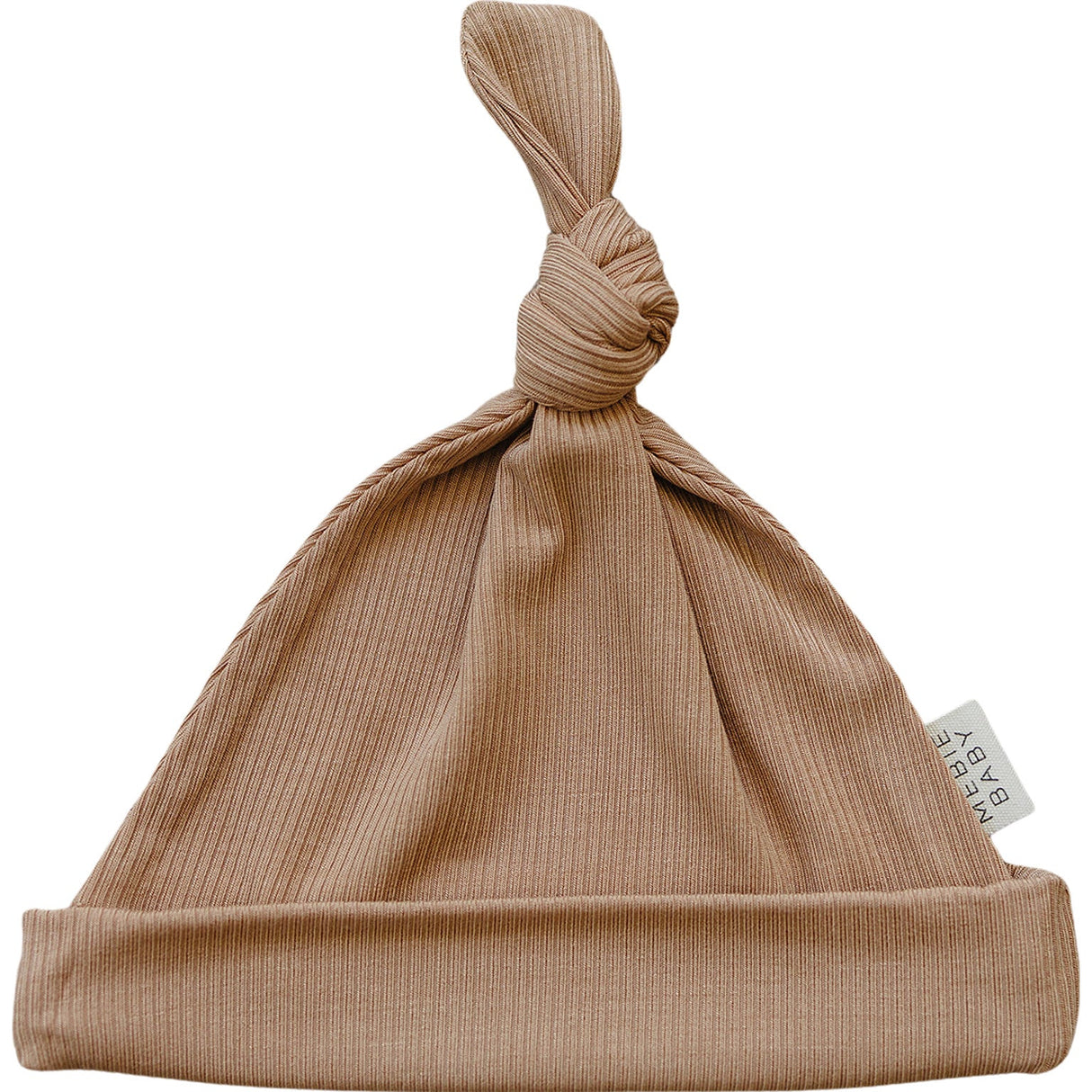 Latte Ribbed Bamboo Newborn Knot Hat - HoneyBug