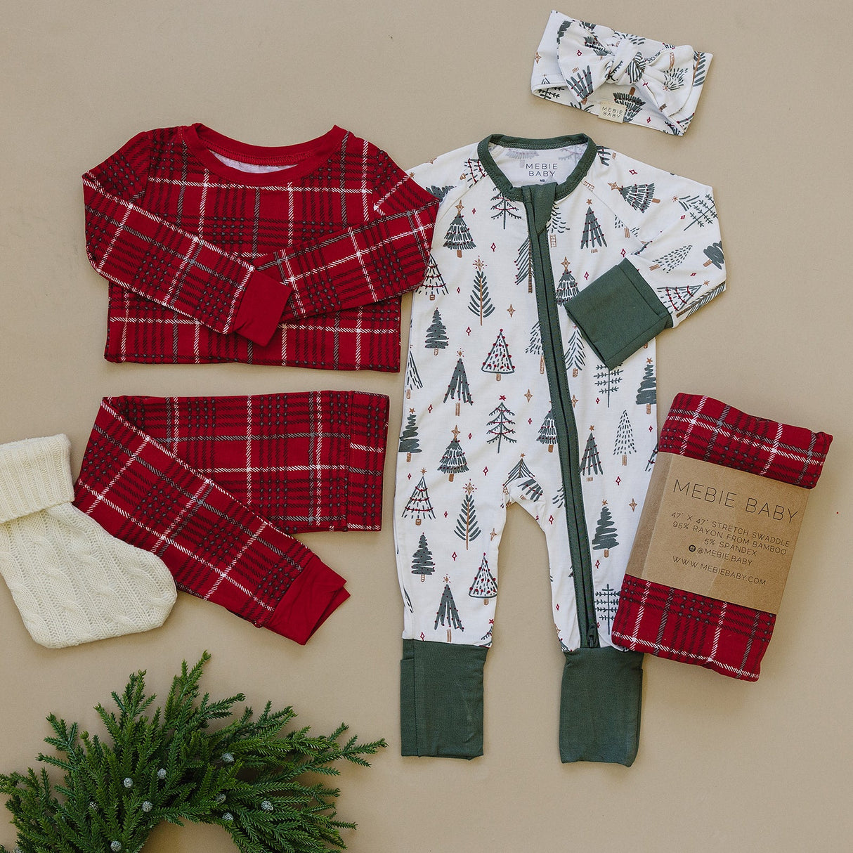 Red Plaid Bamboo Cozy Set - HoneyBug