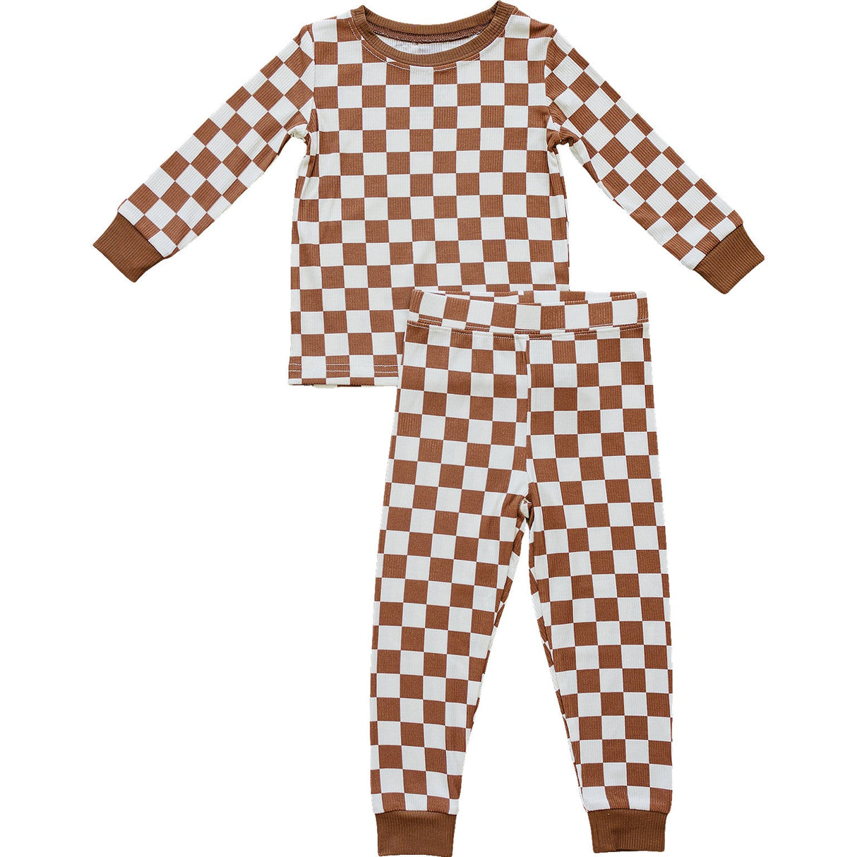 Rust Checkered Ribbed Bamboo Cozy Set - HoneyBug