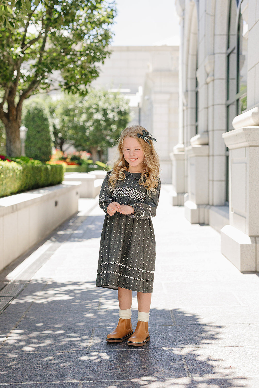 Tulip Smocked Peter Pan Collar Dress - HoneyBug