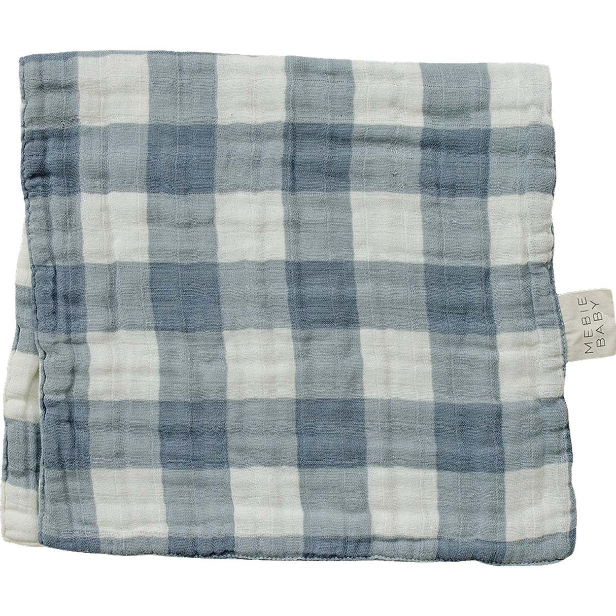 Dusty Blue Gingham Muslin Burp Cloth - HoneyBug