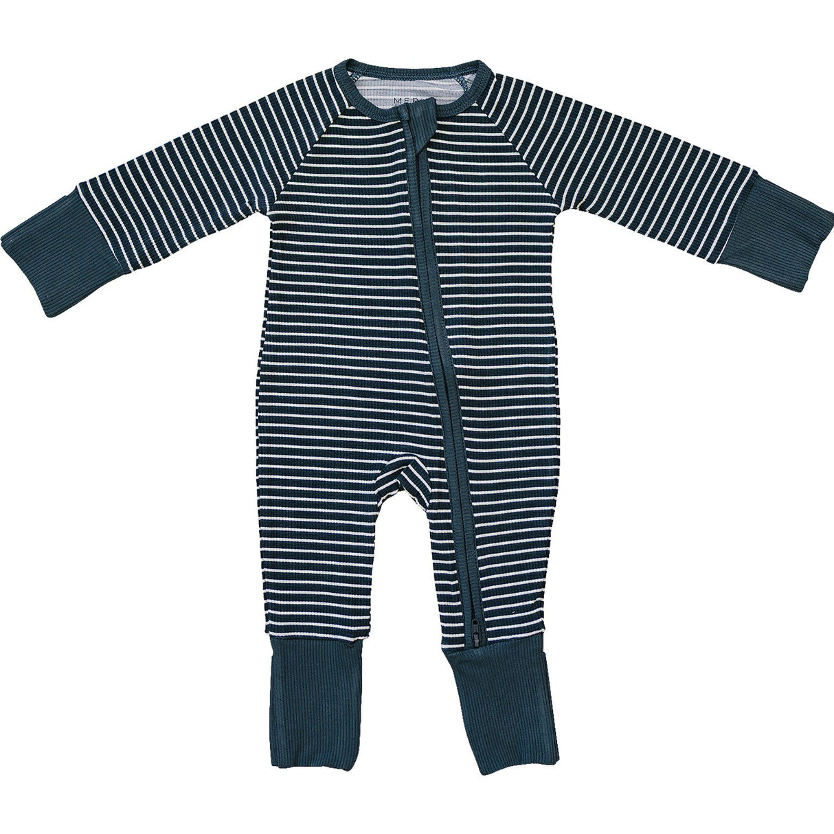 Navy Stripes Ribbed Bamboo Zipper - HoneyBug