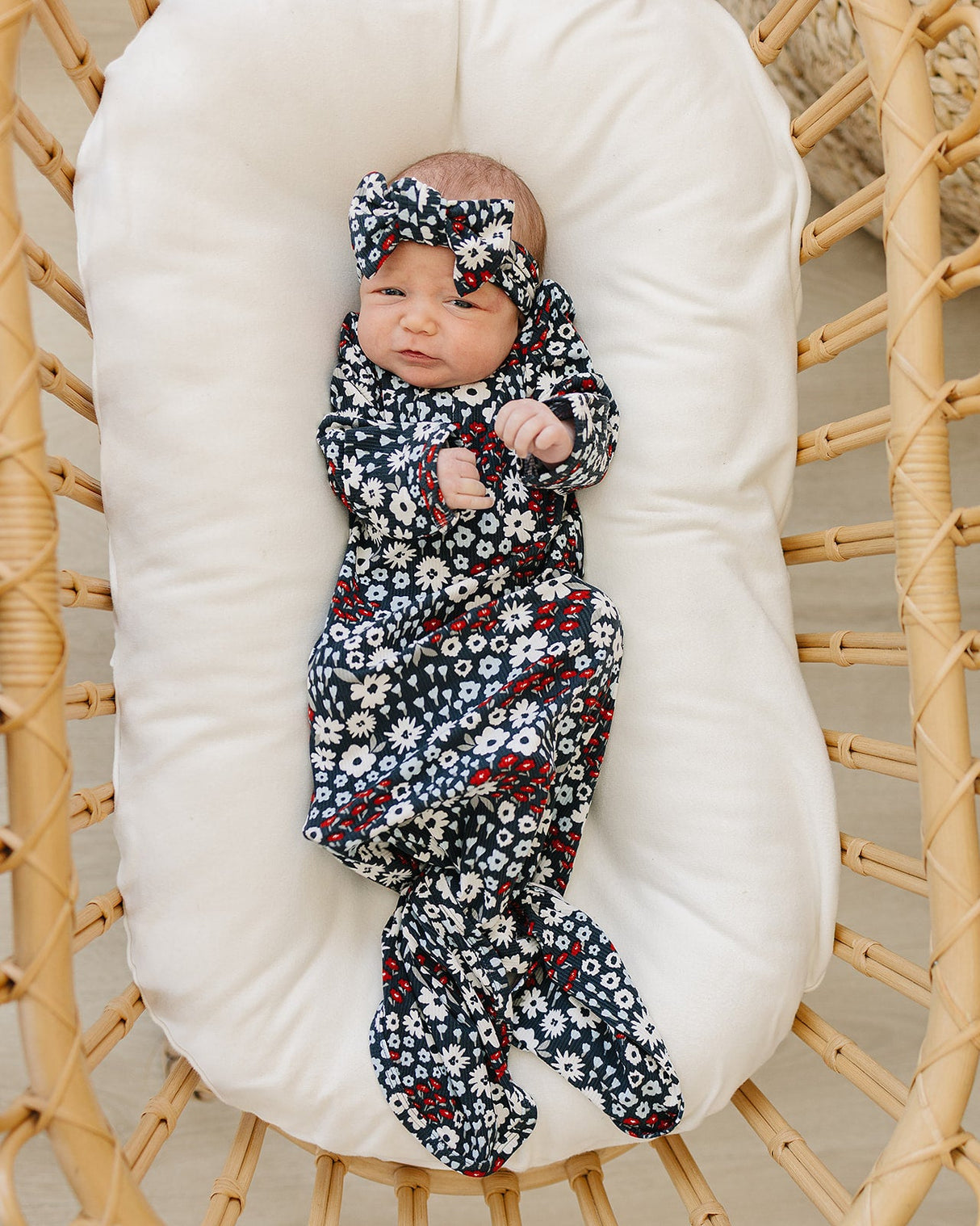 Americana Floral Ribbed Bamboo Head Wrap - HoneyBug