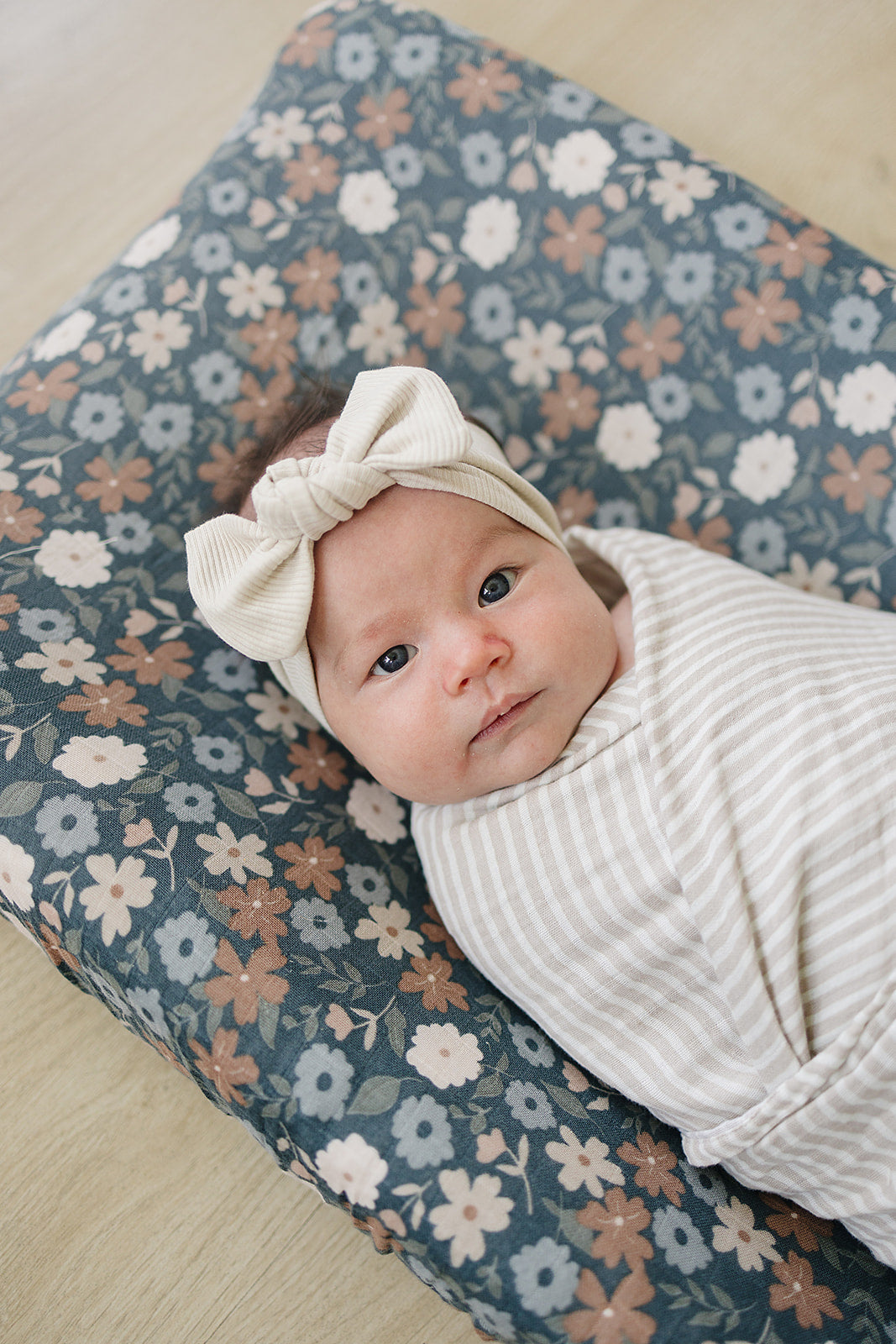Midnight Floral Print Muslin Changing Pad Cover - HoneyBug