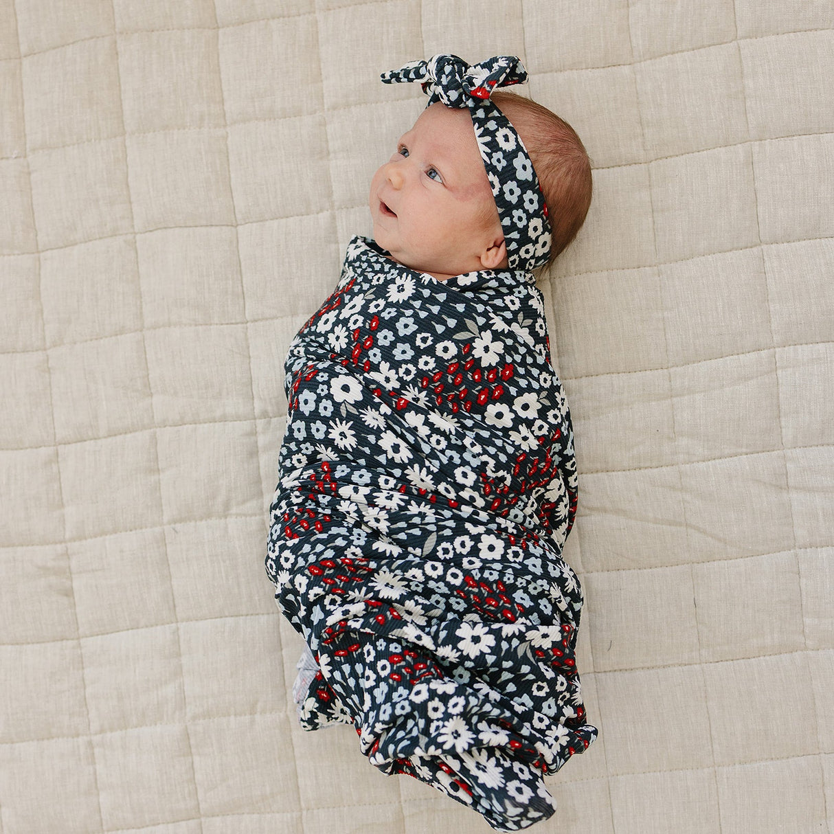 Americana Floral Ribbed Bamboo Head Wrap - HoneyBug