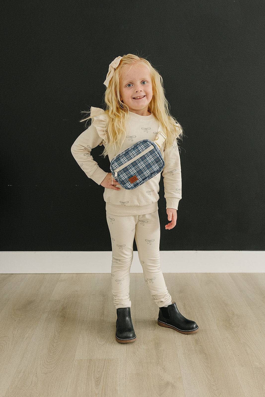 Navy Plaid Mini Fanny Pack - HoneyBug