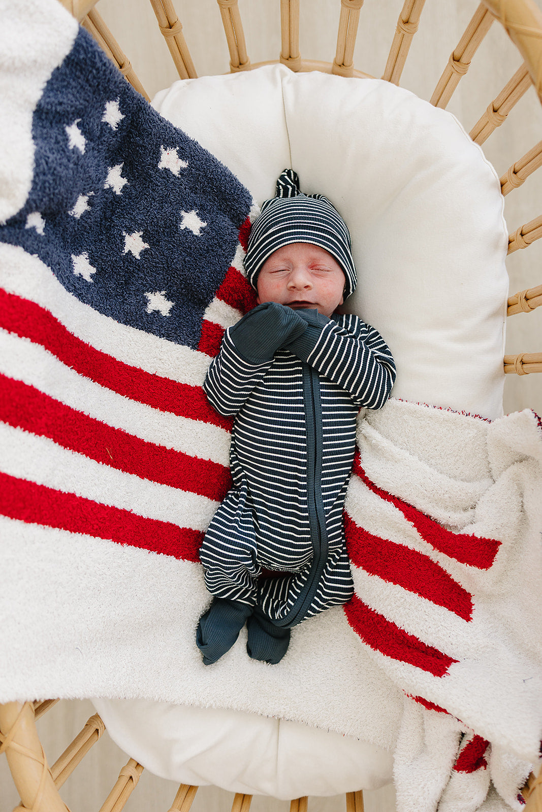 Navy Stripes Ribbed Bamboo Newborn Knot Hat - HoneyBug