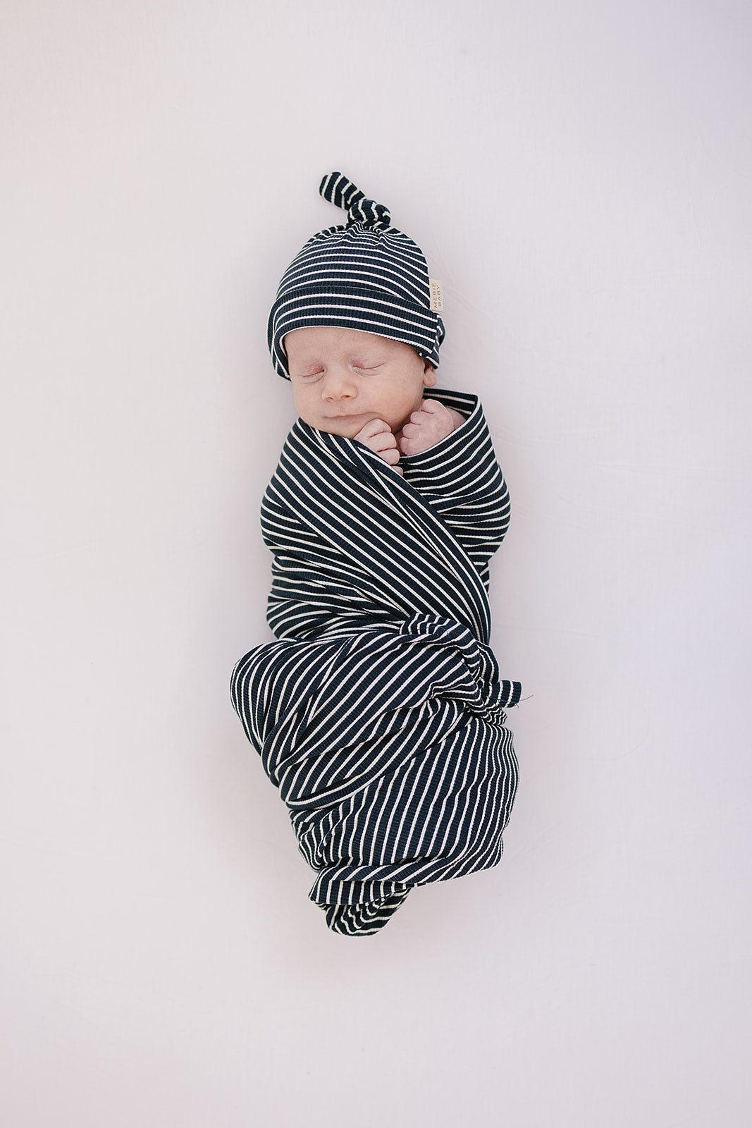 Navy Stripes Ribbed Bamboo Newborn Knot Hat - HoneyBug