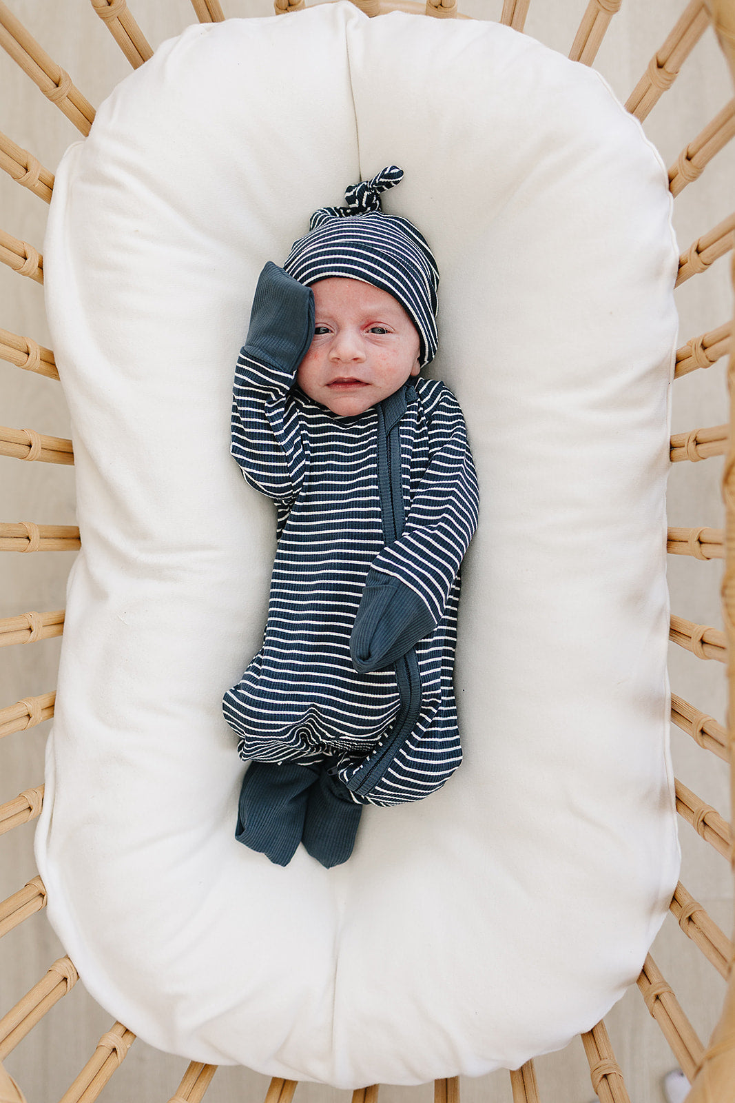 Navy Stripes Ribbed Bamboo Zipper - HoneyBug