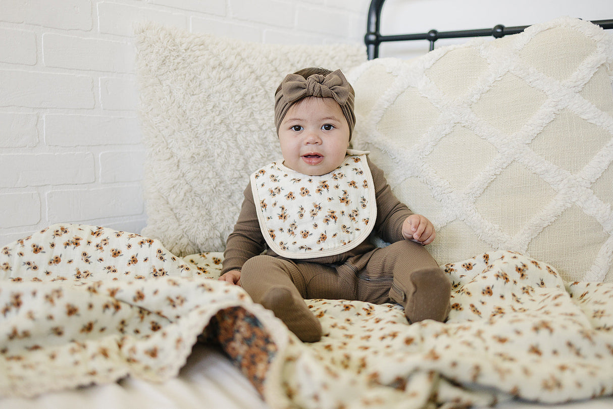 Autumn Bloom Classic Muslin Bib - HoneyBug