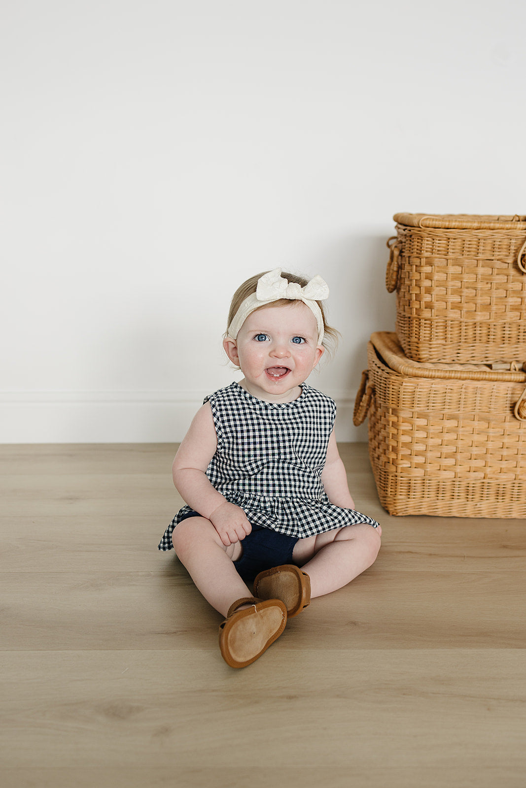 Navy Gingham Peplum Set - HoneyBug