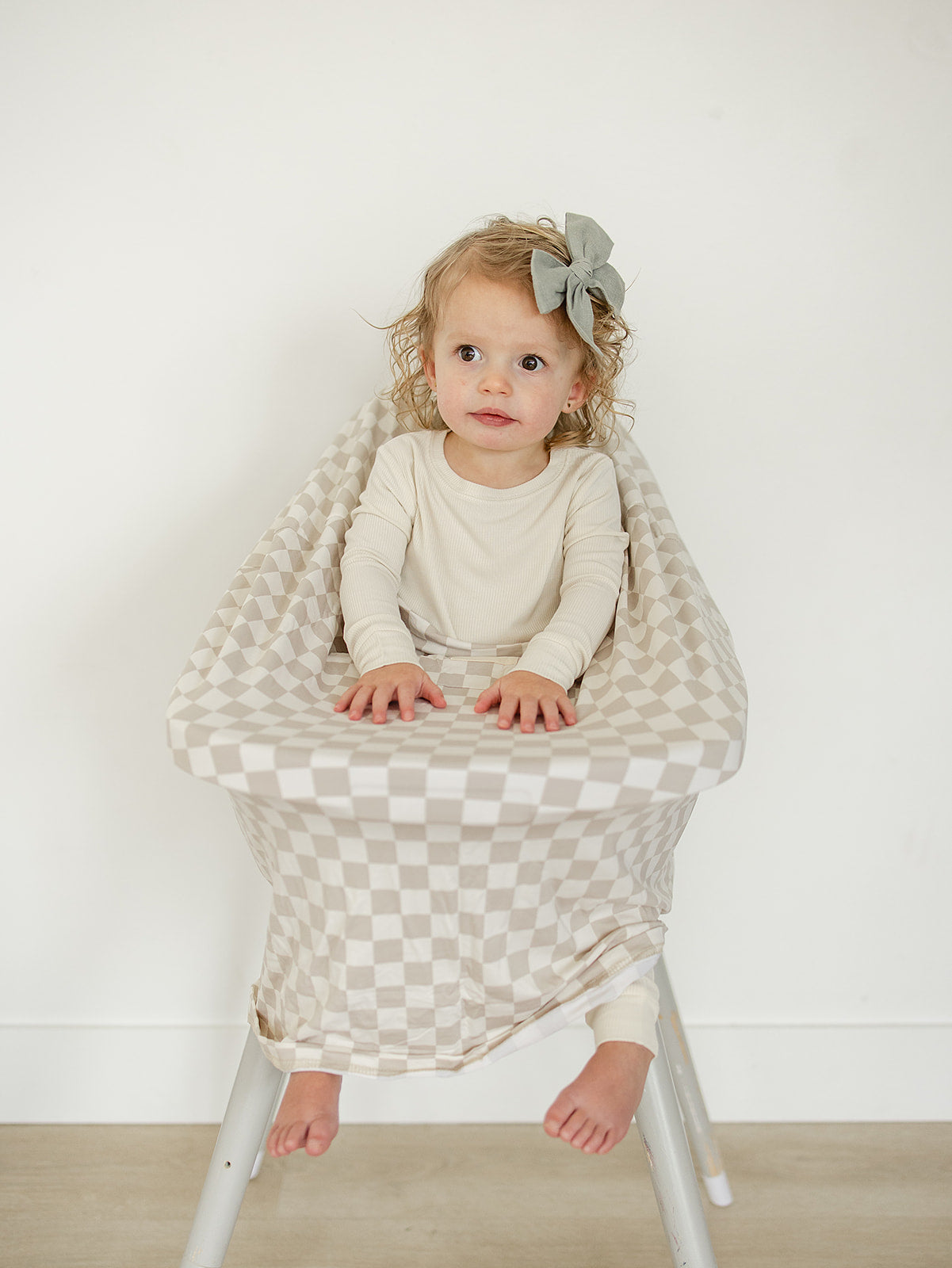 Taupe Checkered Bamboo Multi-Use Cover - HoneyBug